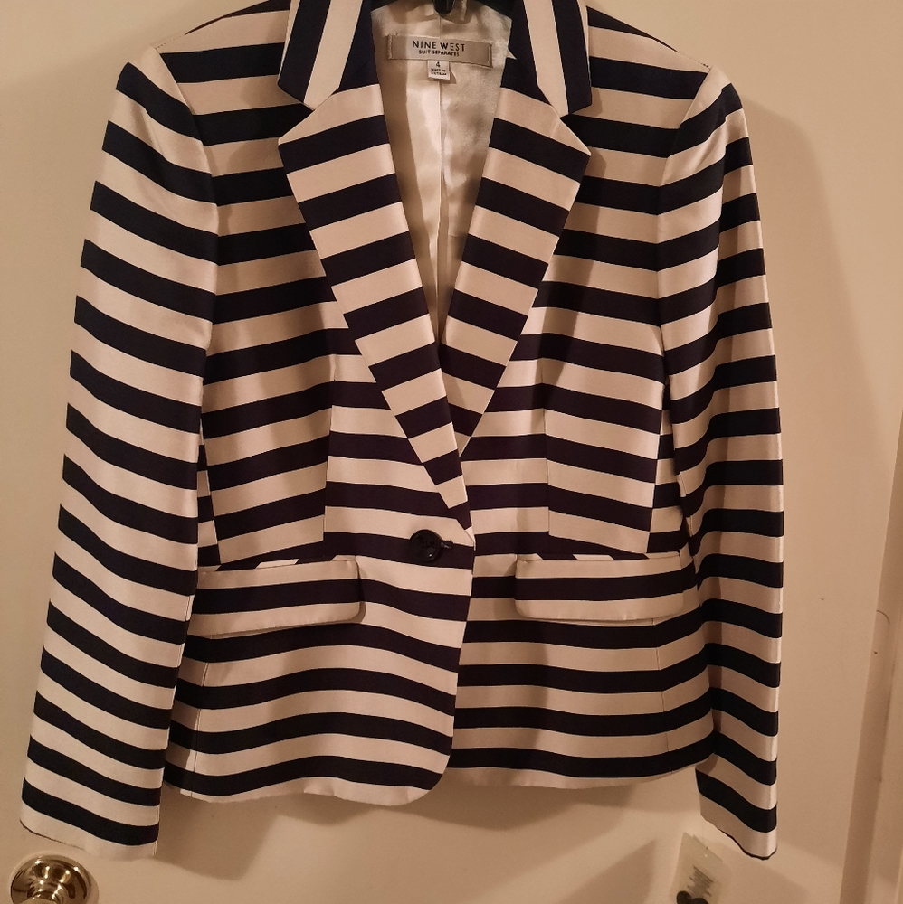 Beige and Black stripe blazer